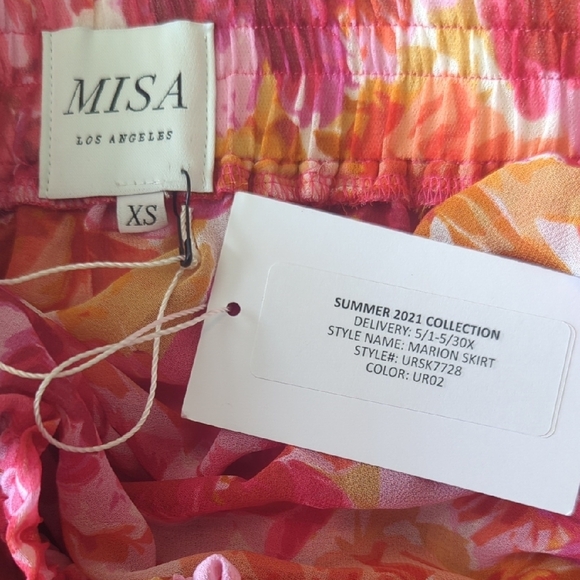NWT Misa Los Angeles Pink Floral Smocked Top and Skirt Set XS - Picture 6 of 8